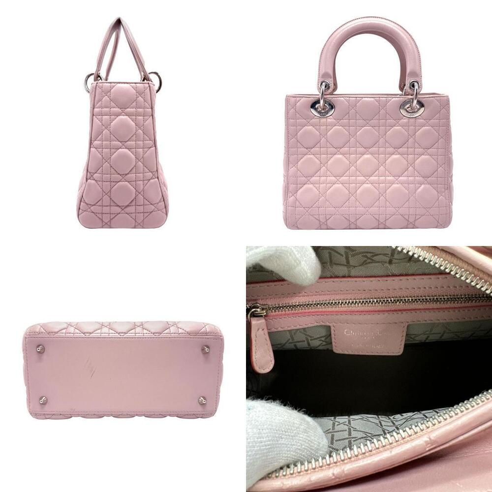 Dior Bag Christian Shoulder 2way silver pink Lady  leather